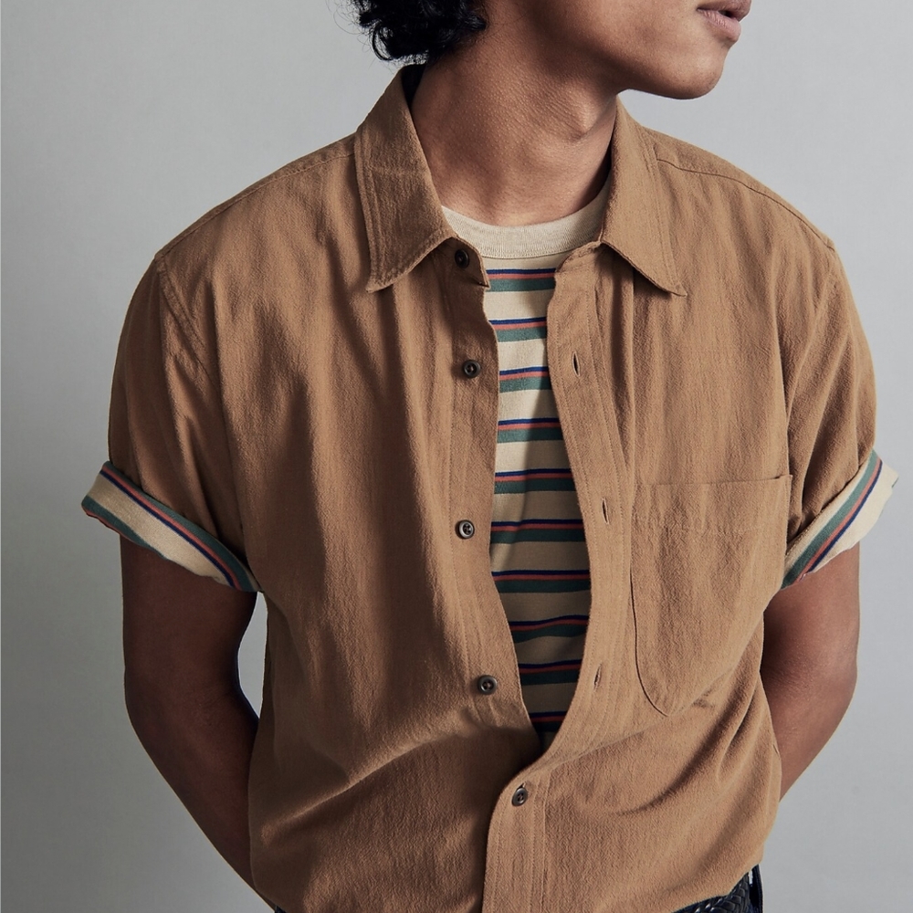 Crinkle Cotton Perfect Short-Sleeve Shirt